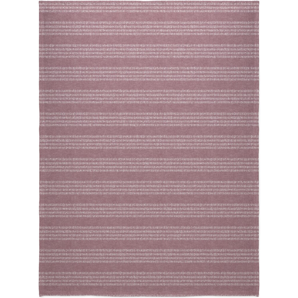Farmhouse Stitch Stripes on Mauve Blanket, Sherpa, 60x80, Purple, Purple