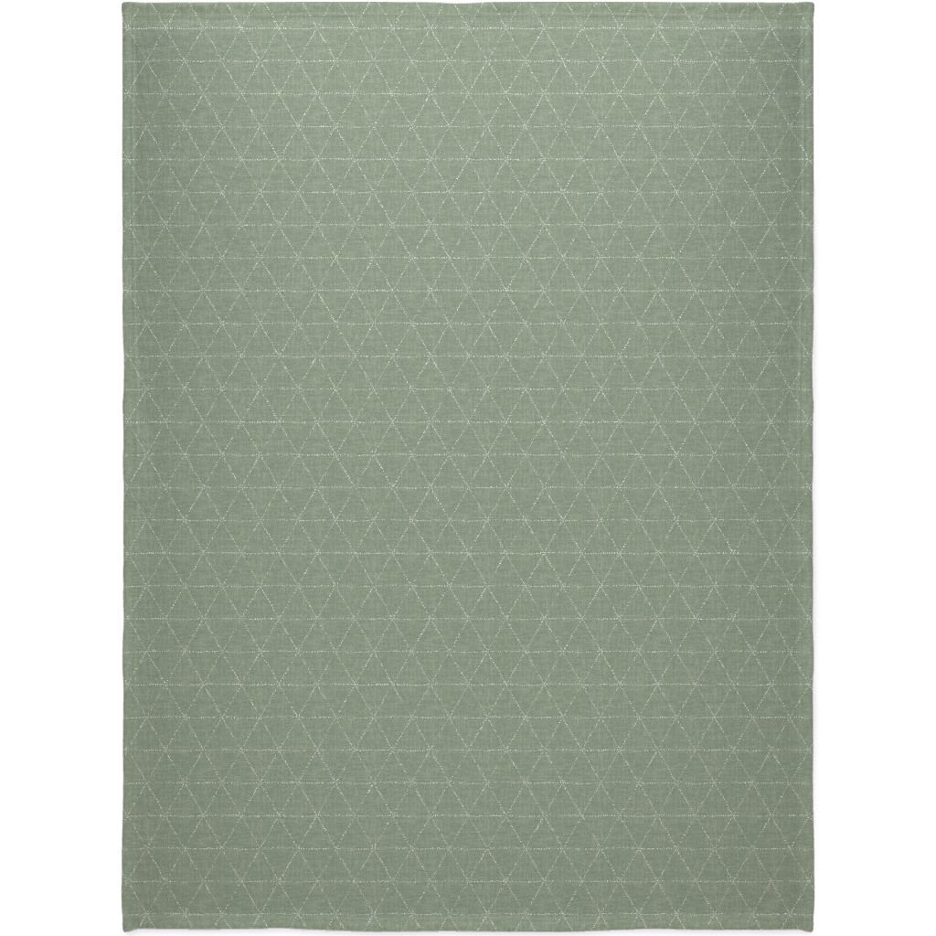 Boho Triangles - Sage Blanket, Sherpa, 60x80, Green
