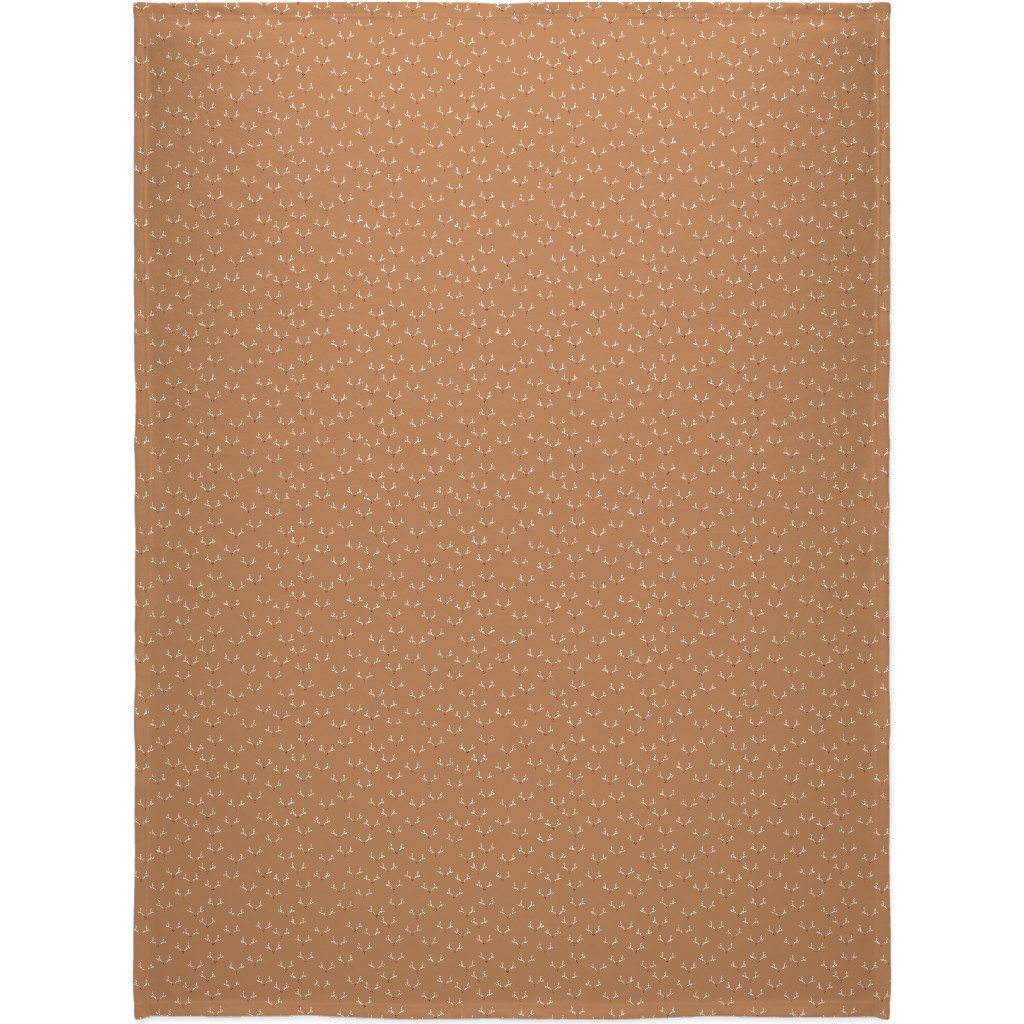 Festive Reindeer Christmas - Mustard Blanket, Sherpa, 60x80, Orange, Orange