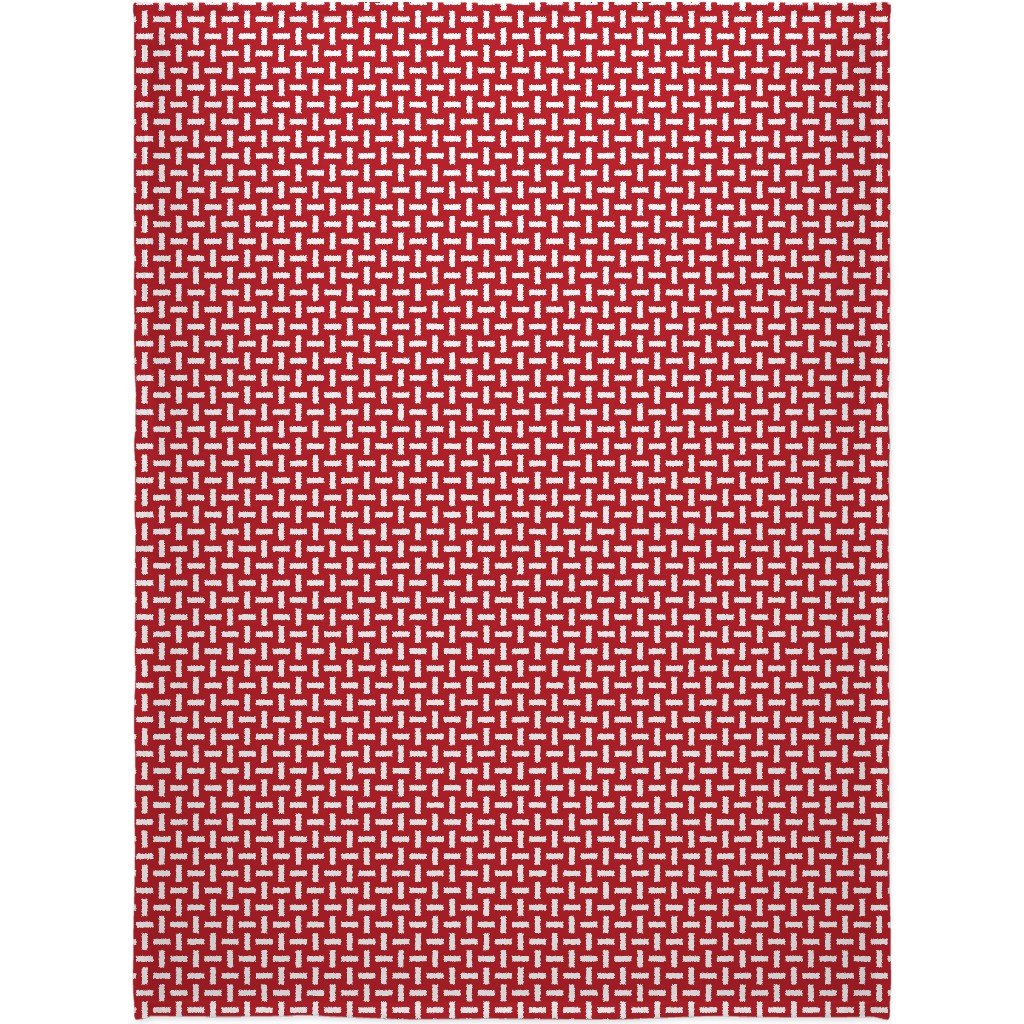 Geometrically Assembled Flag - Red Blanket, Sherpa, 60x80, Red, Red