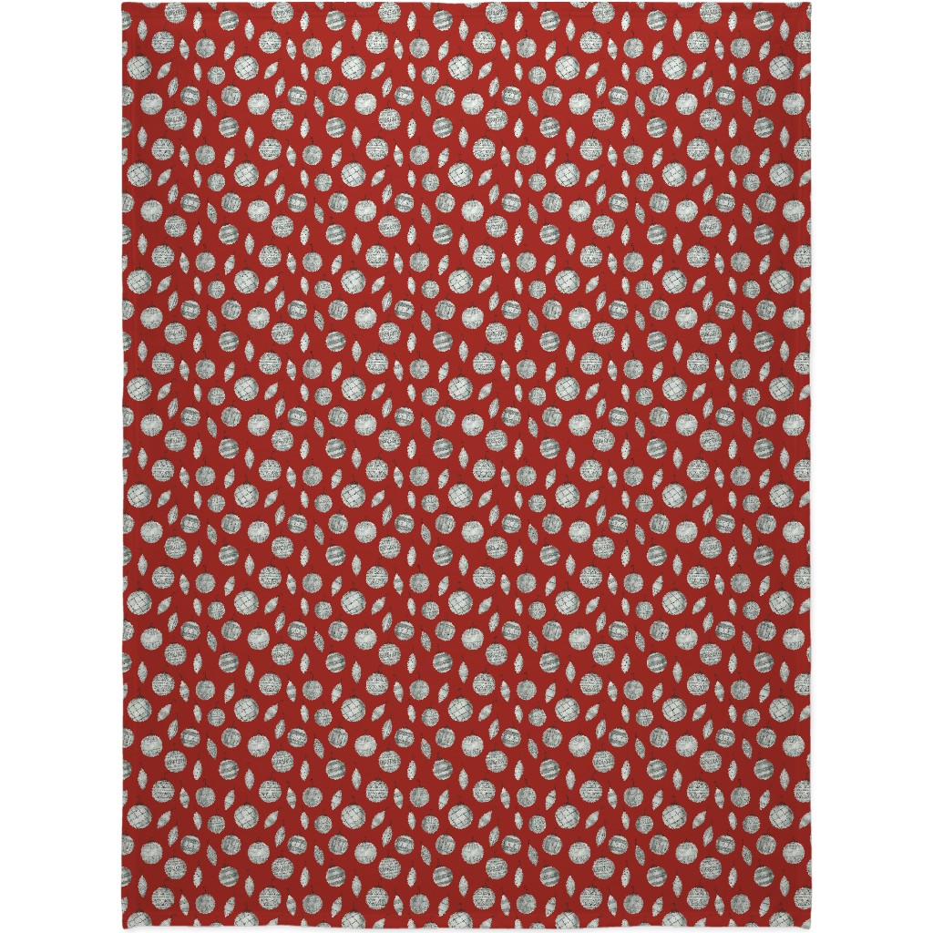 Watercolor Christmas Ornaments - Red Blanket, Sherpa, 60x80, Red, Red