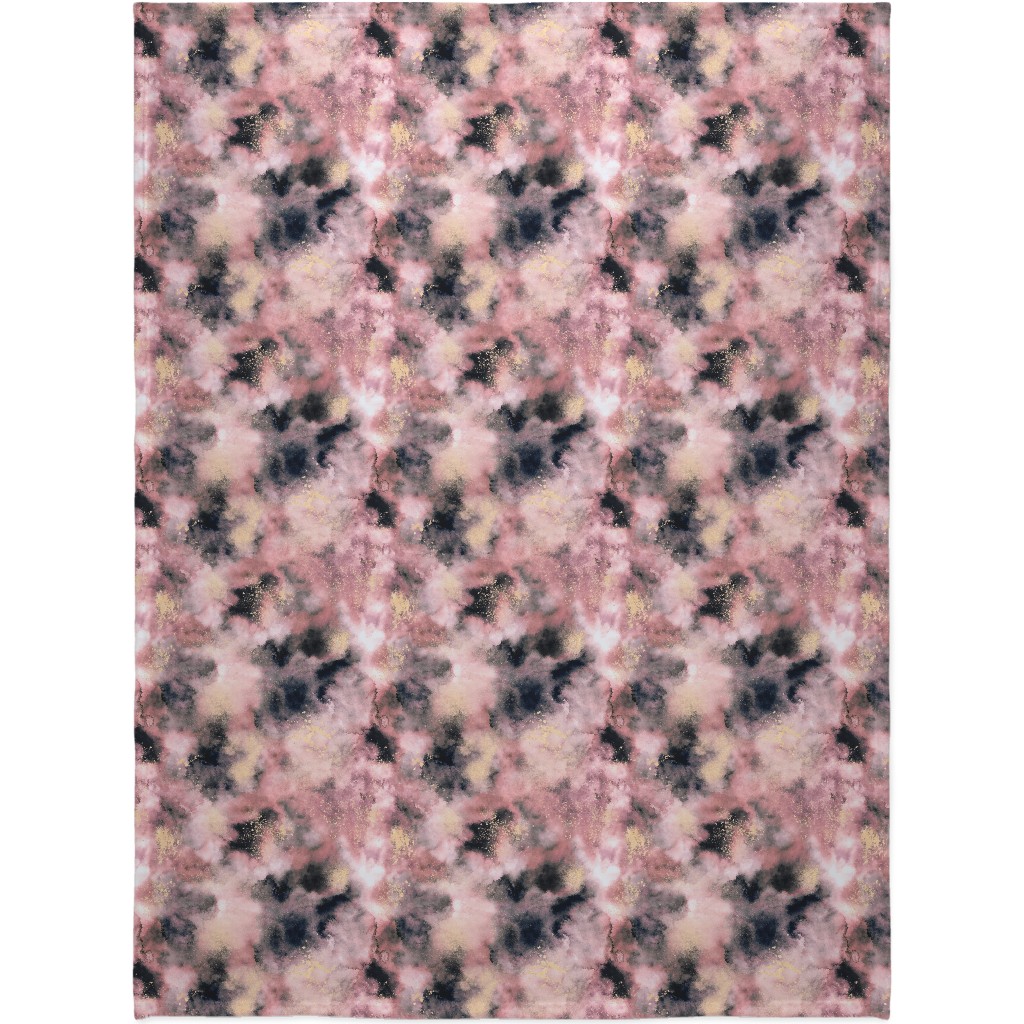 Watercolor Marble - Pink Blanket, Sherpa, 60x80, Pink