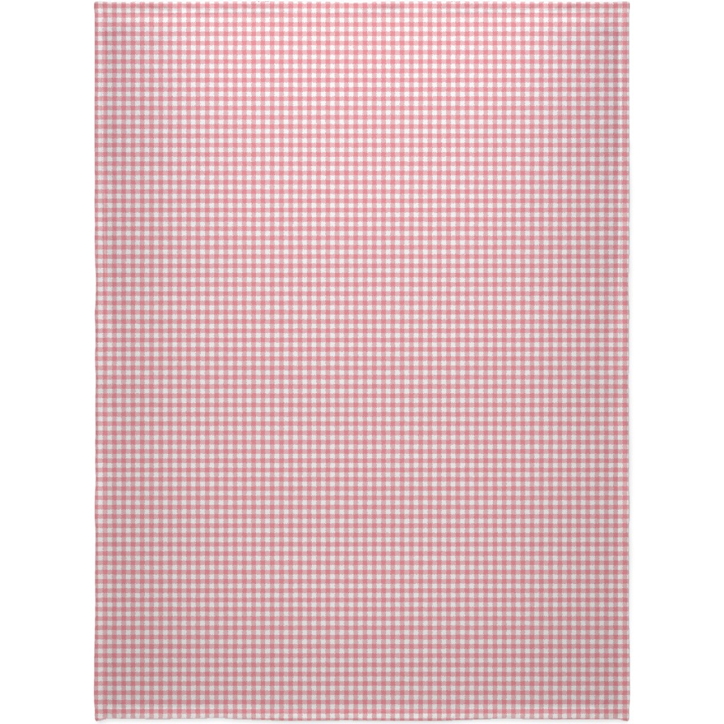 Simple Gingham Blanket, Sherpa, 60x80, Pink