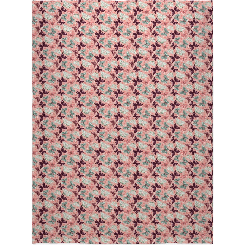 Romantic Butterflies - Pink Blanket, Sherpa, 60x80, Pink, Bright Pink