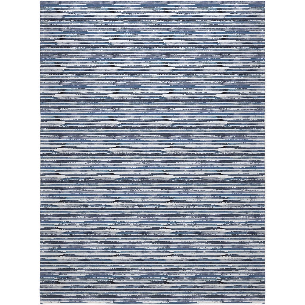 Watercolor Stripes - Blue Blanket, Sherpa, 60x80, Blue, True Blue
