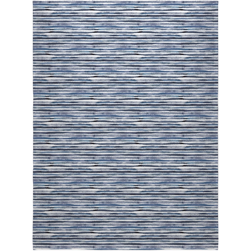 Watercolor Stripes - Blue Blanket, Sherpa, 60x80, Blue