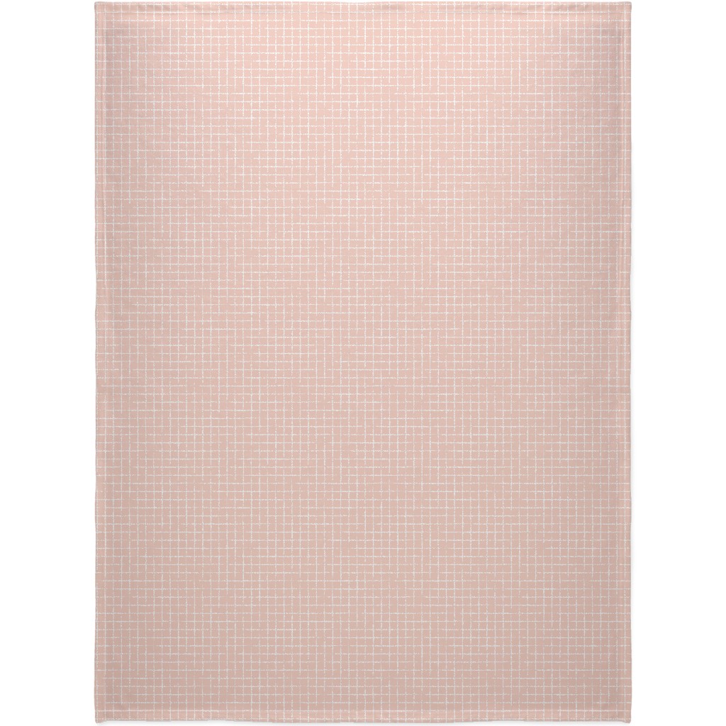 Minimalist Distorted Grid Blanket, Sherpa, 60x80, Pink, Quartz