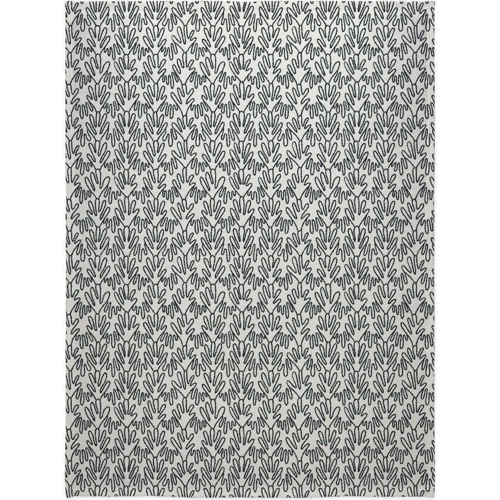 Wavy Lines - Black on White Blanket, Sherpa, 60x80, White