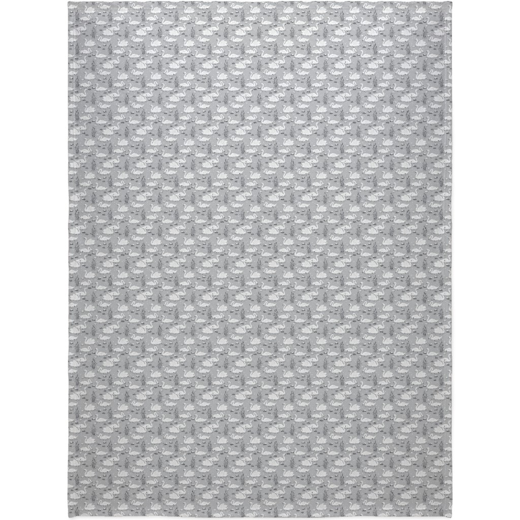 Summer Swans Blanket, Sherpa, 60x80, Gray