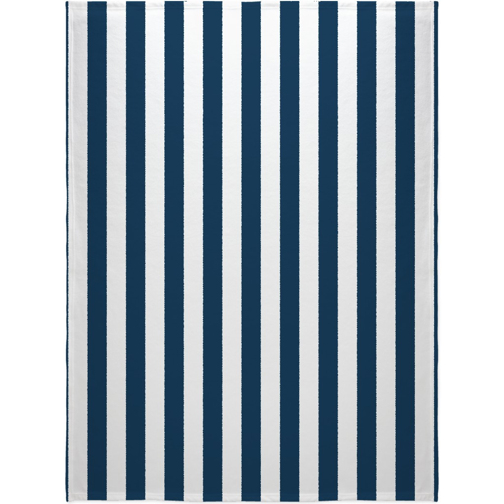 Cabana Stripe - Navy and White Blanket, Sherpa, 60x80, Blue