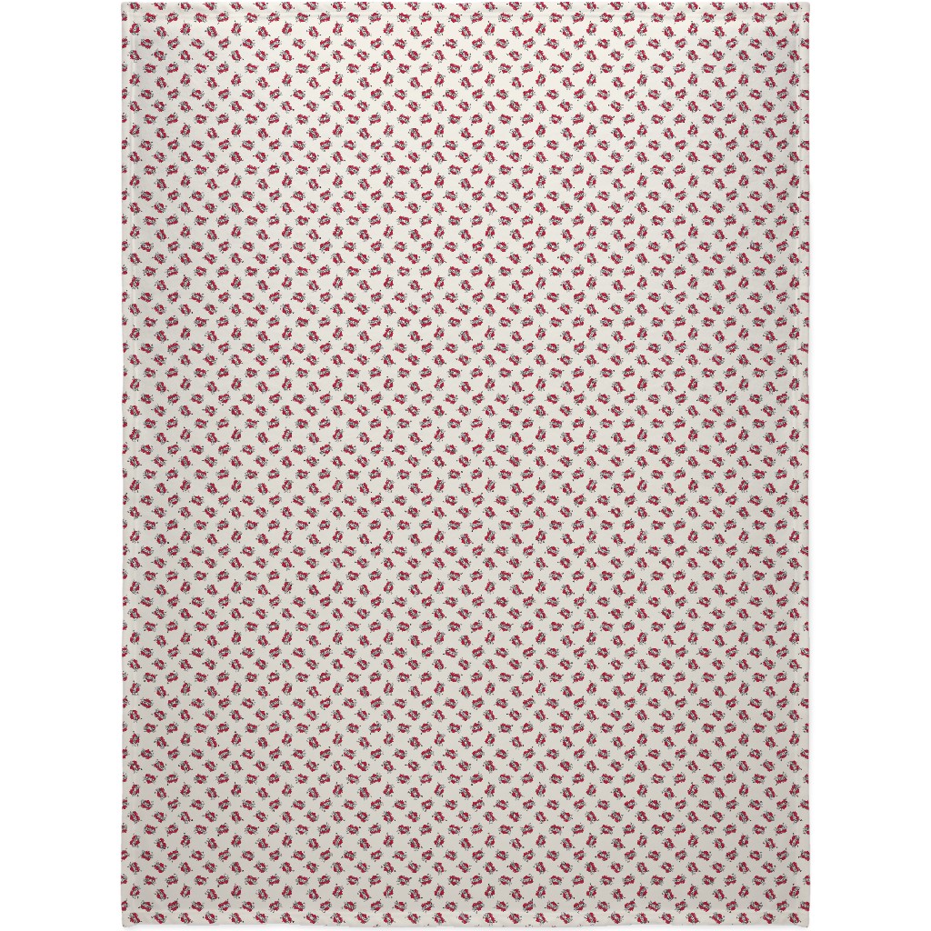 Mom Heart Tattoo - Red on Cream Blanket, Sherpa, 60x80, Red