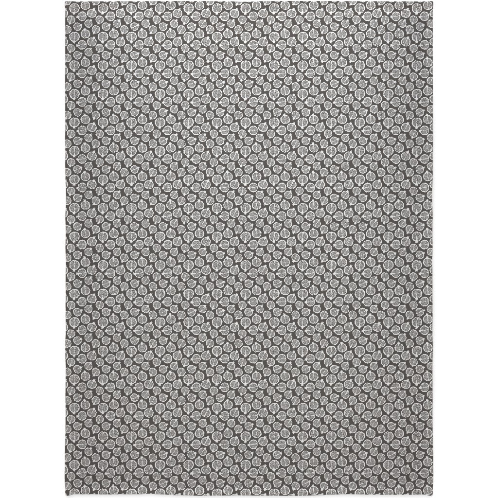 Pomegranate - Black & White Blanket, Sherpa, 60x80, Gray, Gray