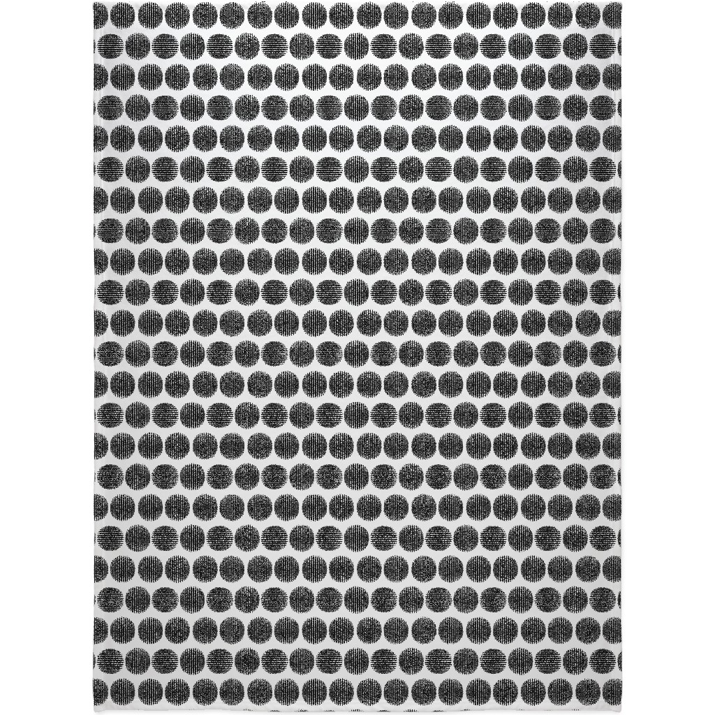 Tossed Spheres - Black and White Blanket, Sherpa, 60x80, Black, Black