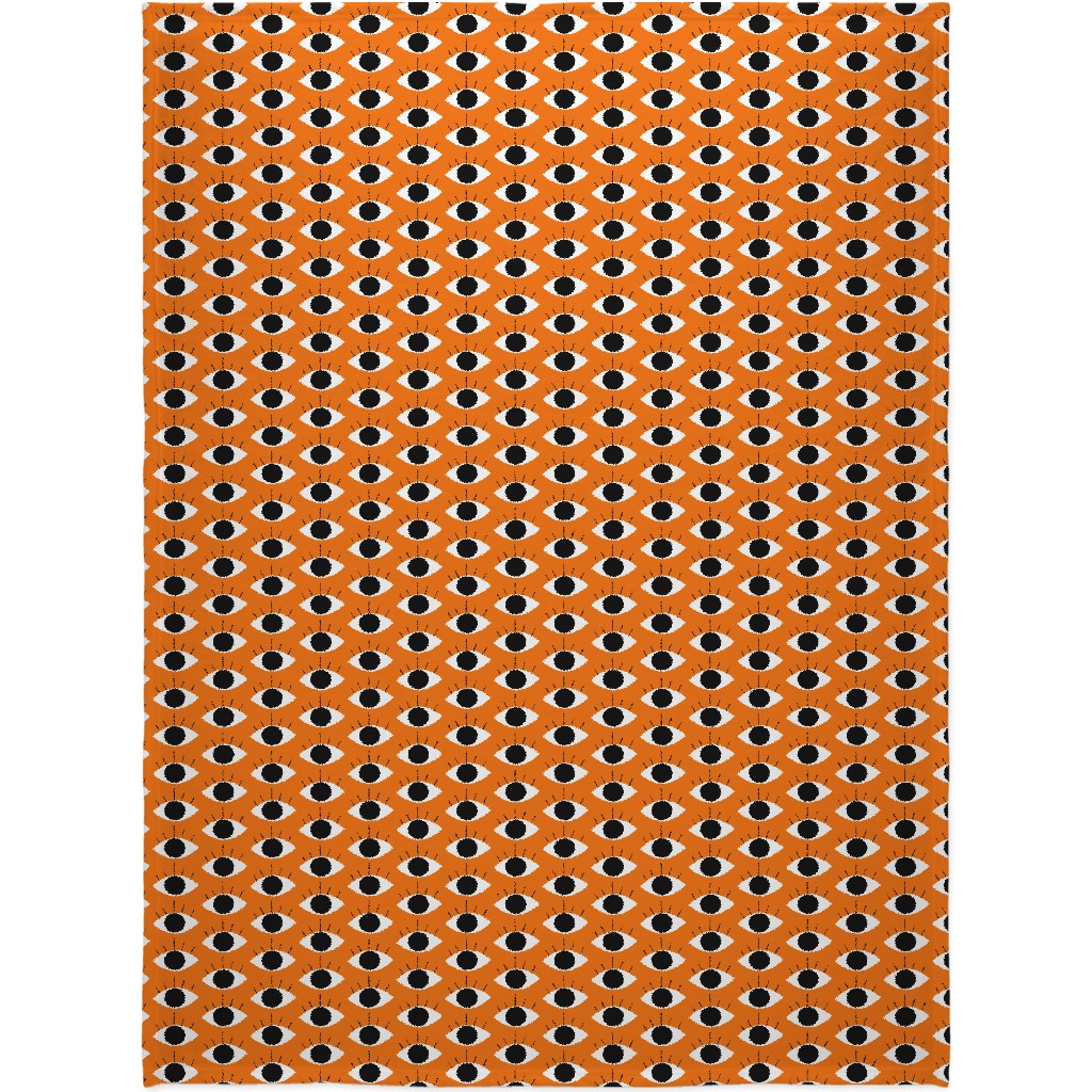 Spooky Eye - Orange Blanket, Sherpa, 60x80, Orange