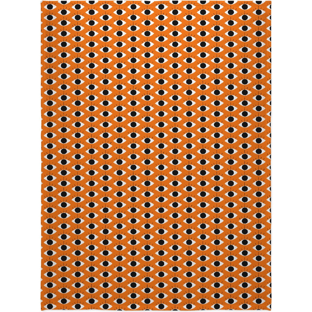 Spooky Eye - Orange Blanket, Sherpa, 60x80, Orange, Orange