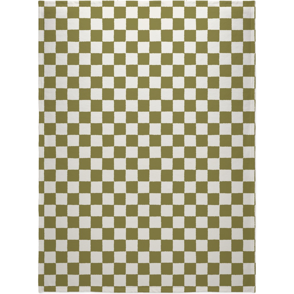 Retro Checker Checkerboard Blanket, Sherpa, 60x80, Green, Artichoke