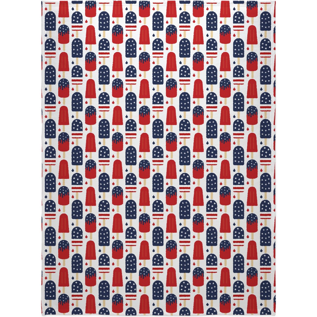 Patriotic Popsicles - Red, White and Blue Blanket, Sherpa, 60x80, Multicolor