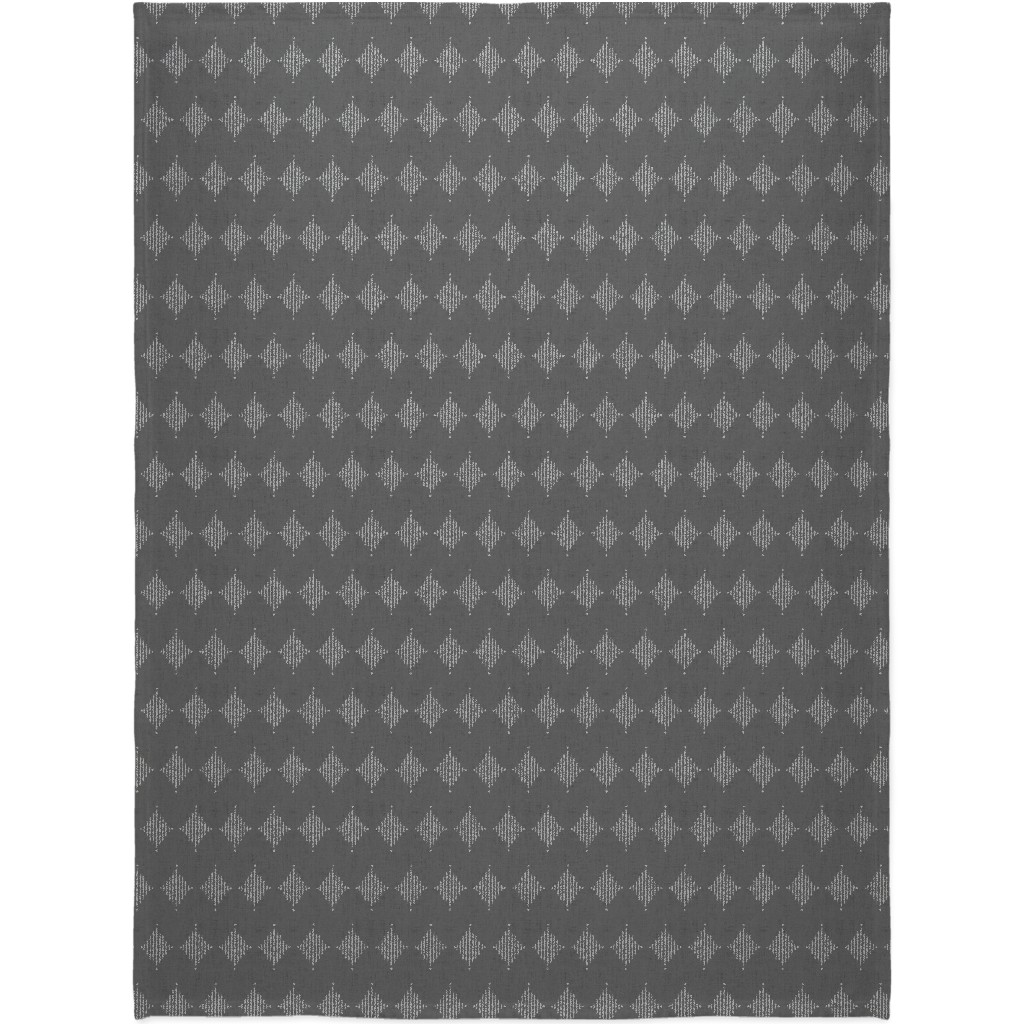Brushed Diamond Lines Blanket, Sherpa, 60x80, Gray