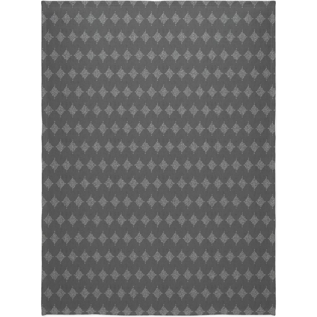 Brushed Diamond Lines Blanket, Sherpa, 60x80, Gray