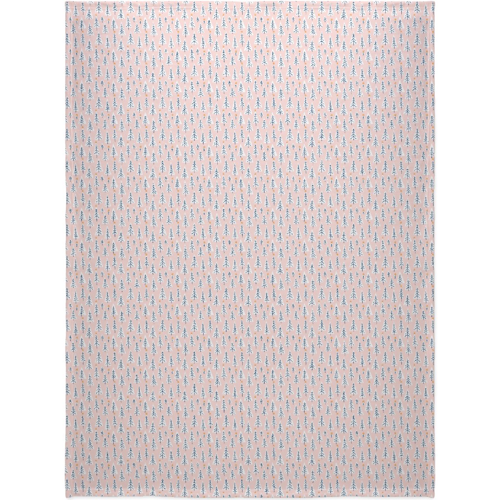 Christmas Forest on Pink Blanket, Sherpa, 60x80, Pink, Bright Pink