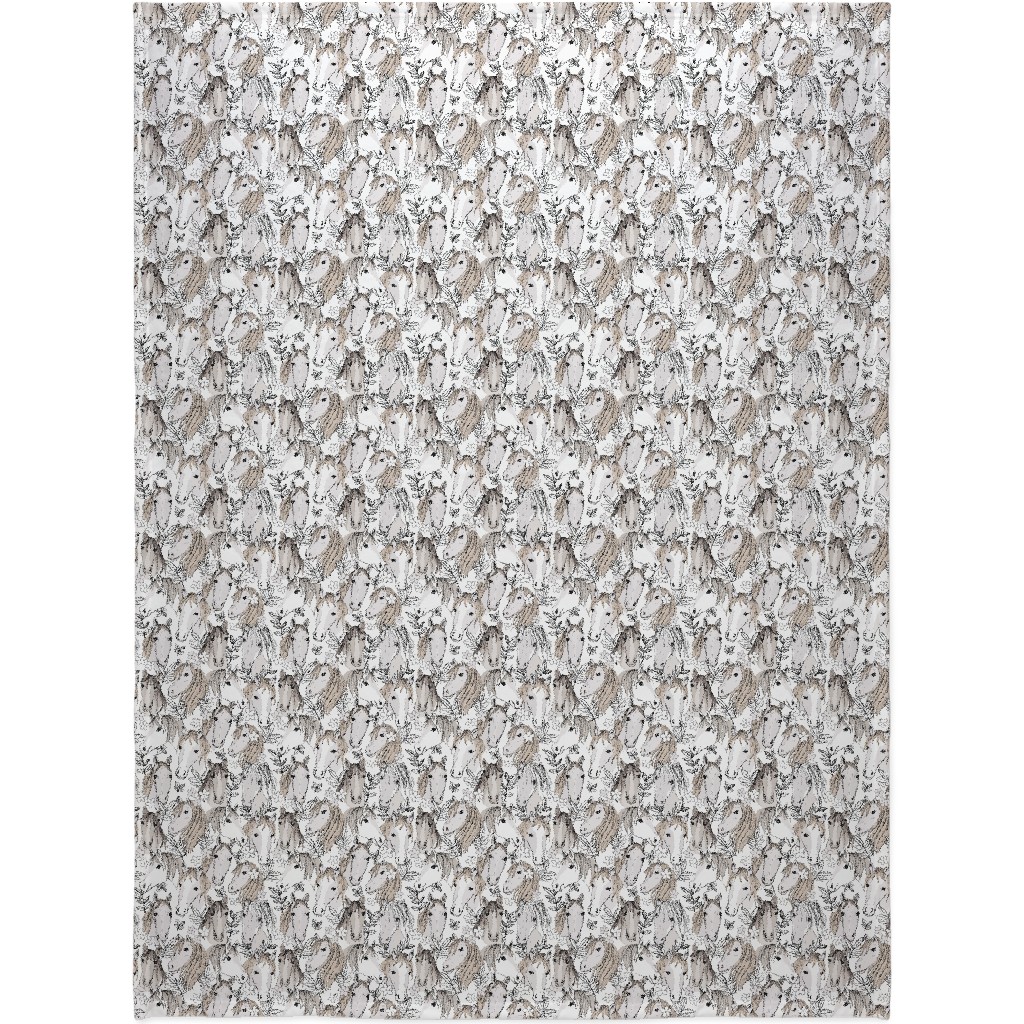 Wild Horses Blanket, Sherpa, 60x80, White