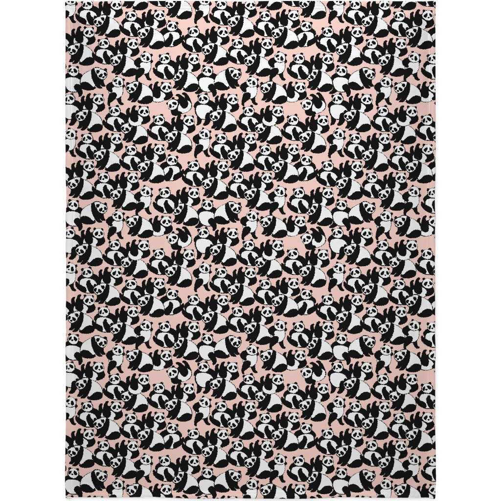 Retro Panda Playground Blanket, Sherpa, 60x80, Pink, Blush Pink