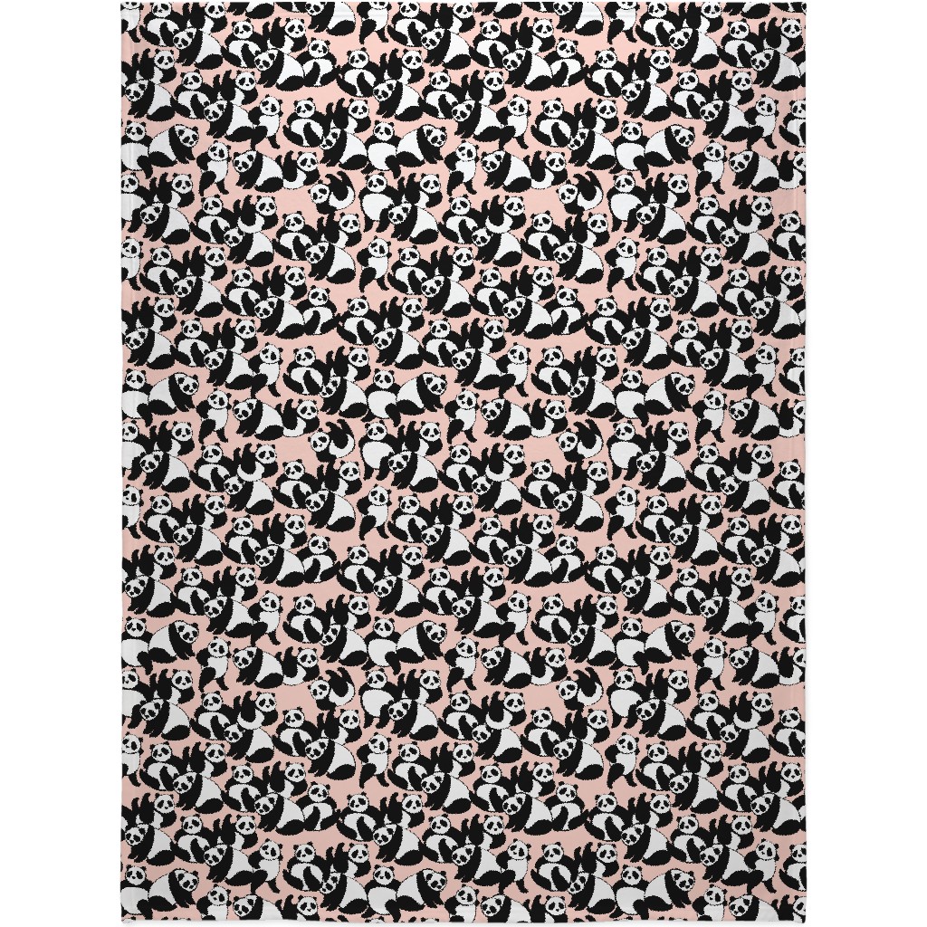 Retro Panda Playground Blanket, Sherpa, 60x80, Pink