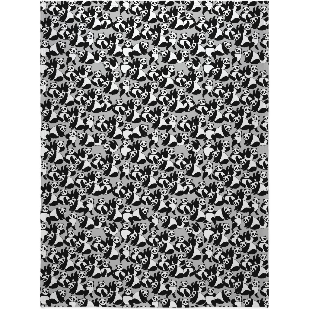 Retro Panda Playground Blanket, Sherpa, 60x80, Gray