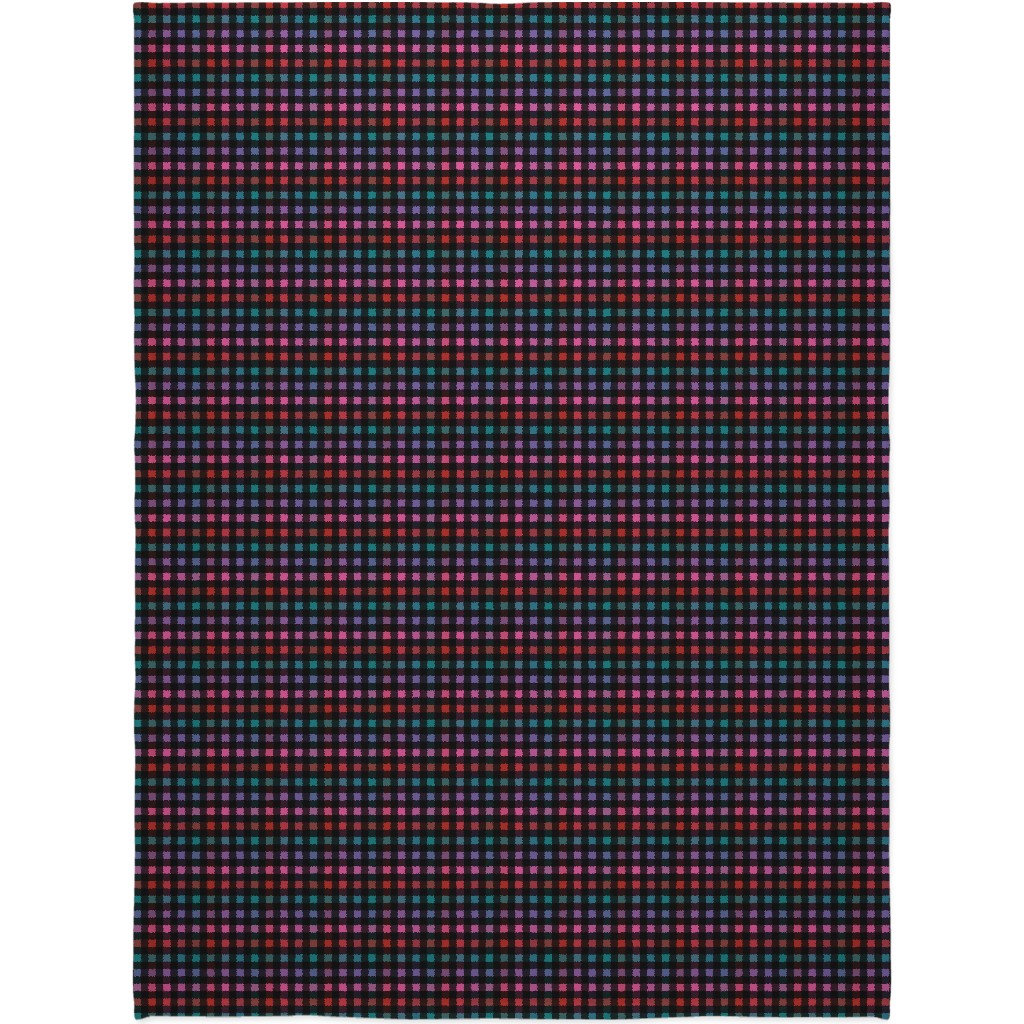 Picnic Plaid Blanket, Sherpa, 60x80, Multicolor, Charcoal
