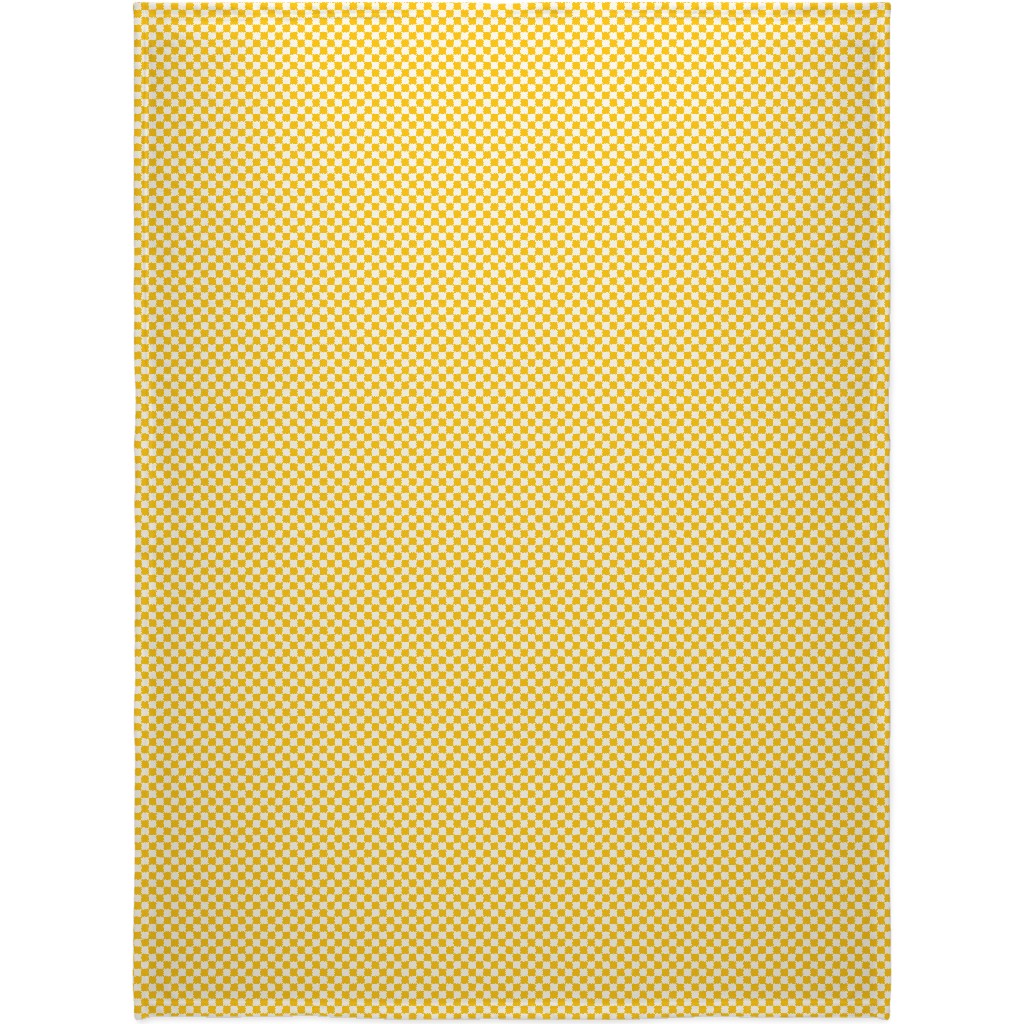 Checkered Pattern - Yellow Blanket, Sherpa, 60x80, Yellow