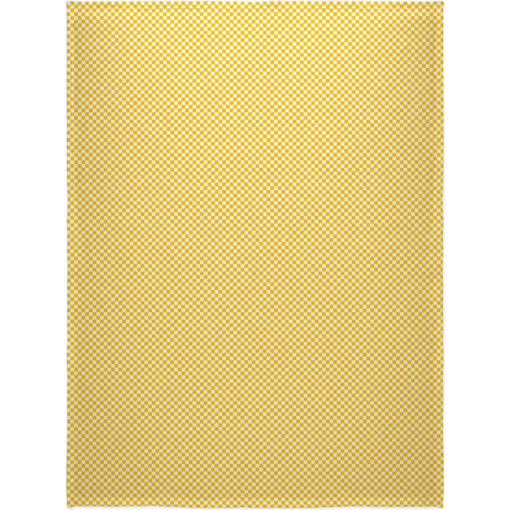 Checkered Pattern - Yellow Blanket, Sherpa, 60x80, Yellow, Classic Yellow