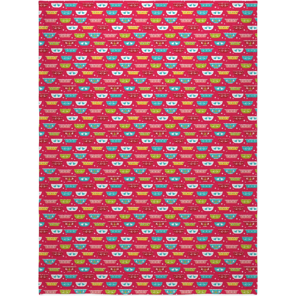 Christmas Dishes Blanket, Sherpa, 60x80, Multicolor