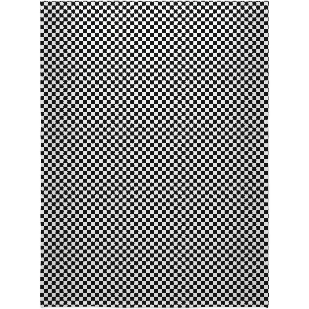 Checker - Black and White Blanket, Sherpa, 60x80, Black