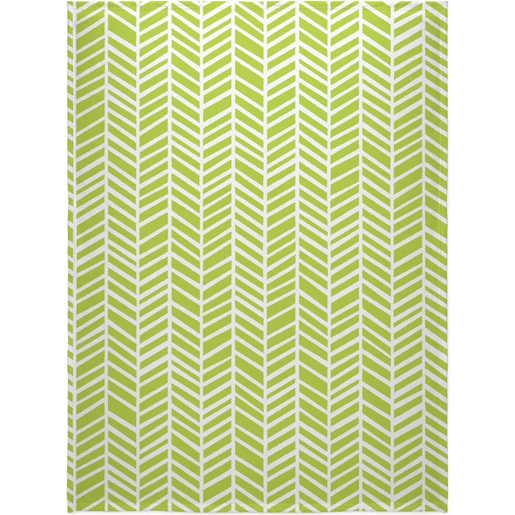 Herringbone Tender Shoots Blanket, Sherpa, 60x80, Green, Lime
