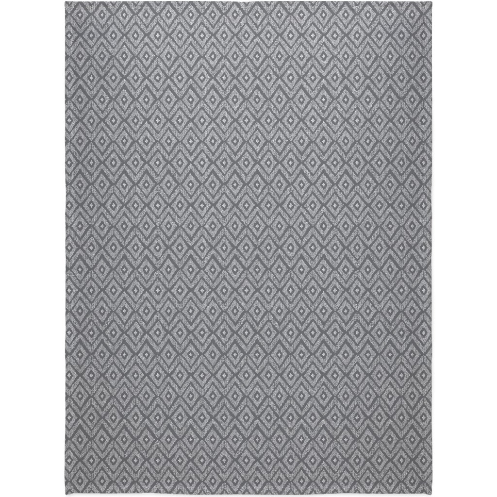 Ikat Blanket, Sherpa, 60x80, Gray