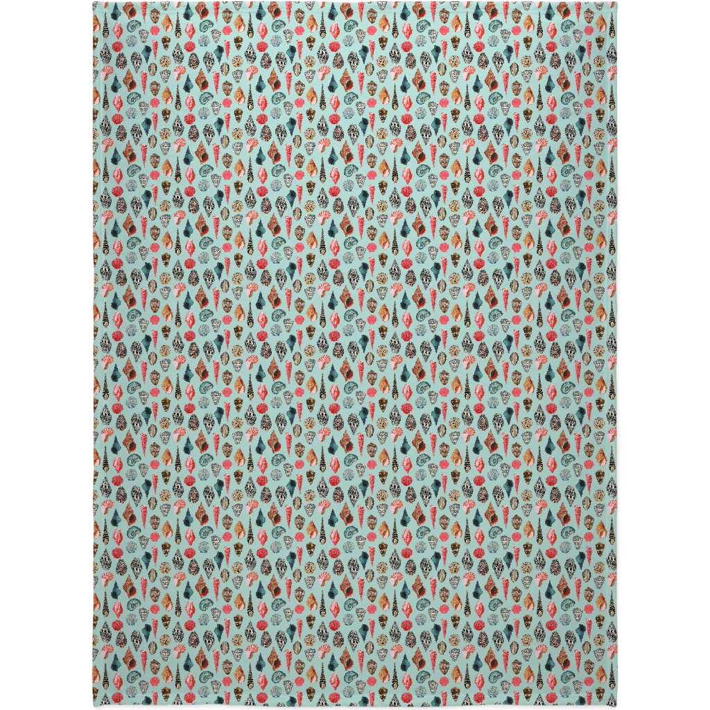 Seashells Beach Summer - Mint Blanket, Sherpa, 60x80, Multicolor
