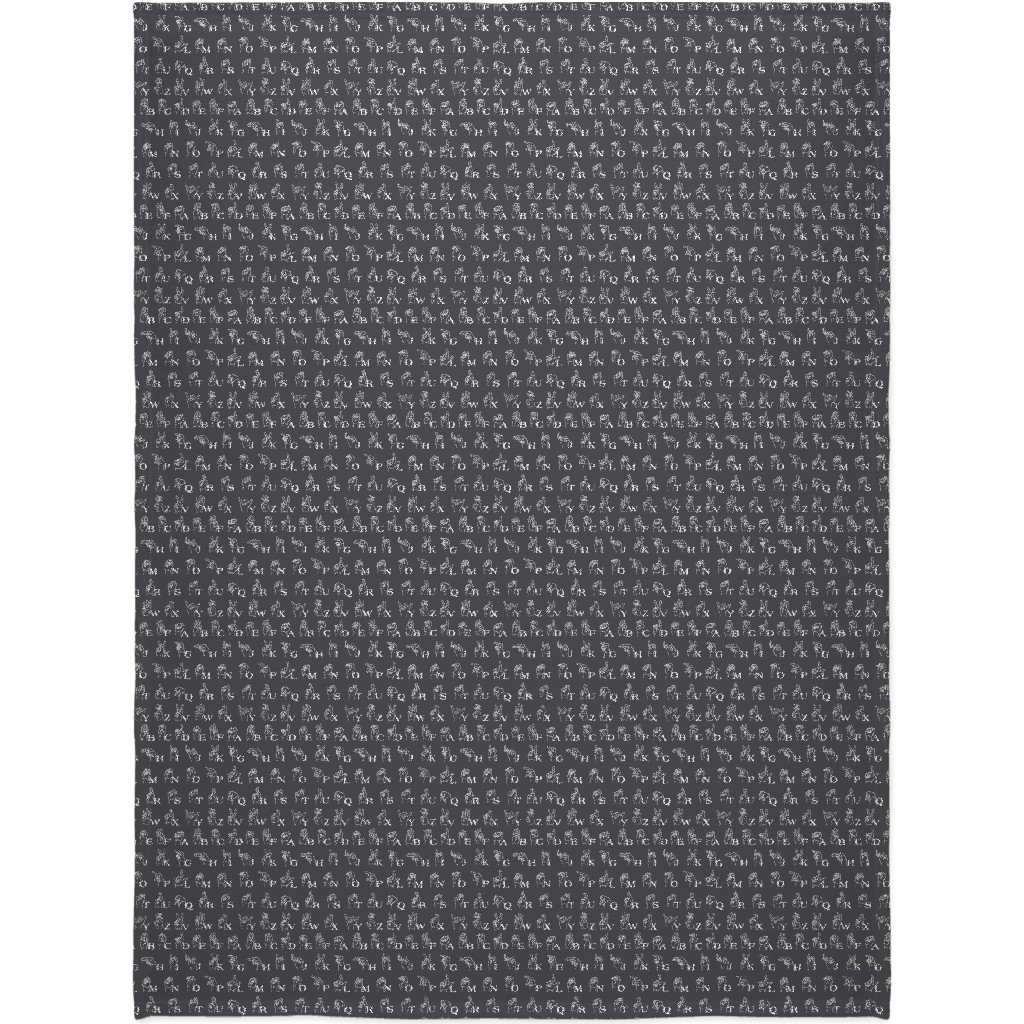 Sign Language Alphabet Blanket, Sherpa, 60x80, Gray, Flint