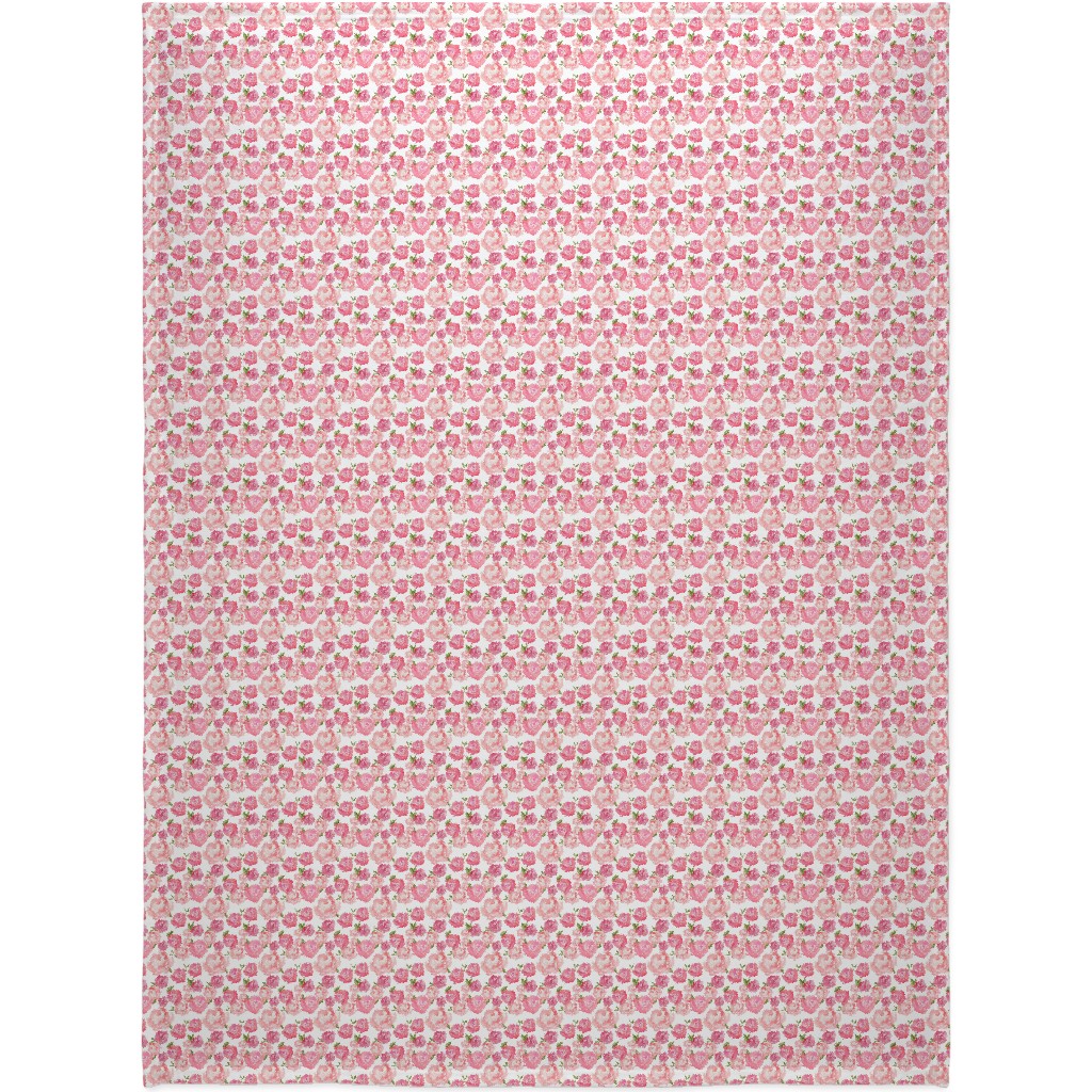 Watercolor Floral - Pink Blanket, Sherpa, 60x80, Pink