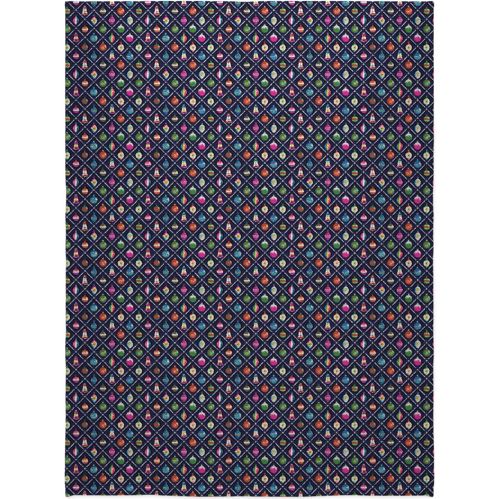 Shiny & Bright, Vintage Glass Ornaments - Multi Blanket, Sherpa, 60x80, Multicolor