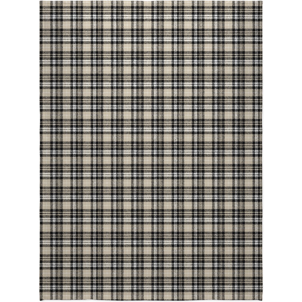 Fall Plaid Blanket, Sherpa, 60x80, Beige