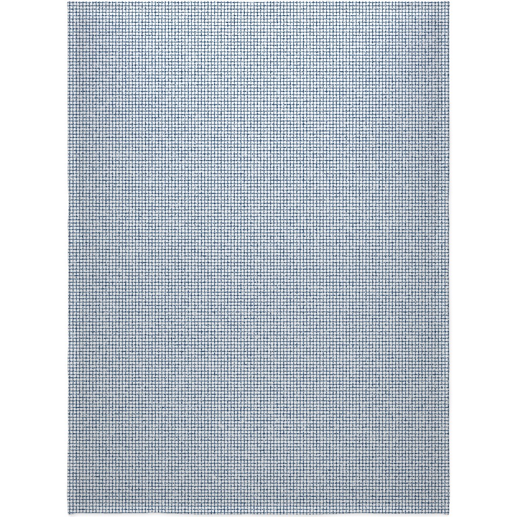 Grid - Navy and White Blanket, Sherpa, 60x80, Blue, True Blue