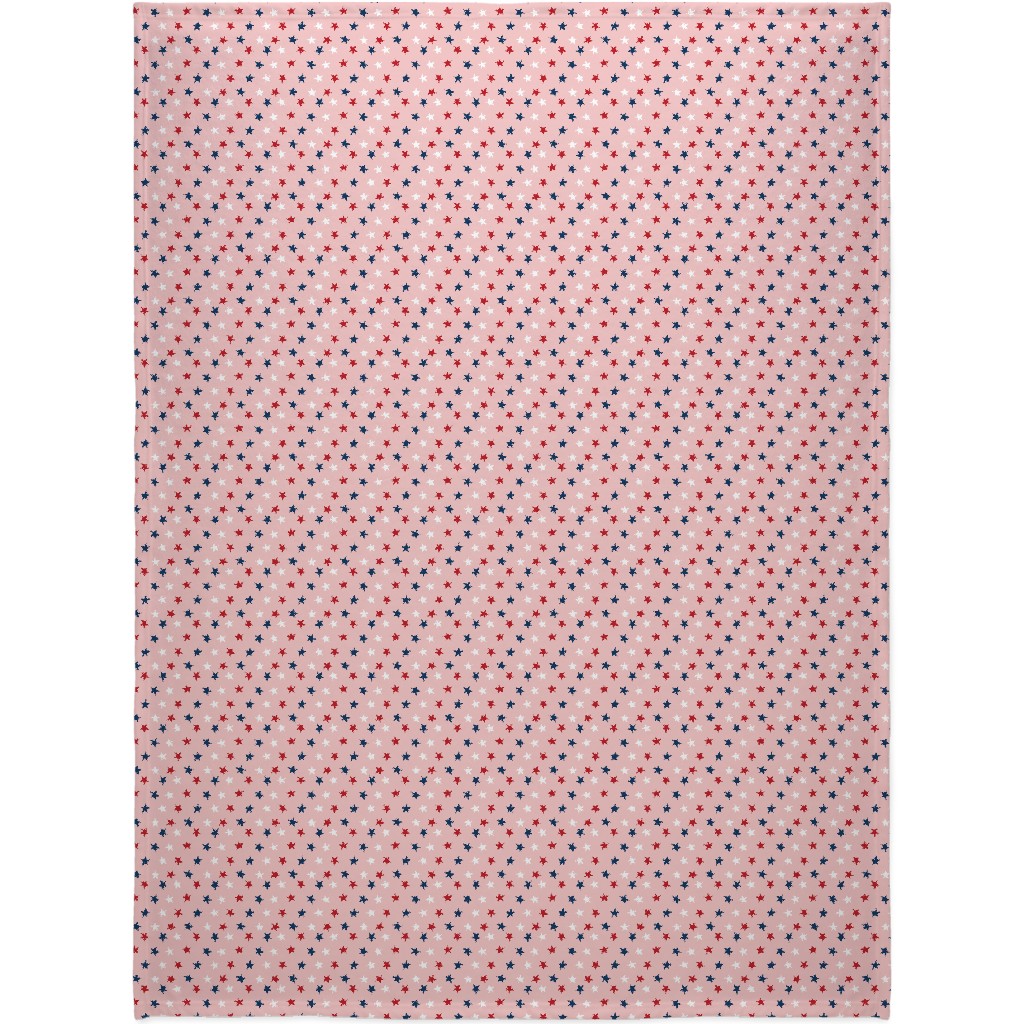 Patriotic Stars Blanket, Sherpa, 60x80, Pink, Bright Pink