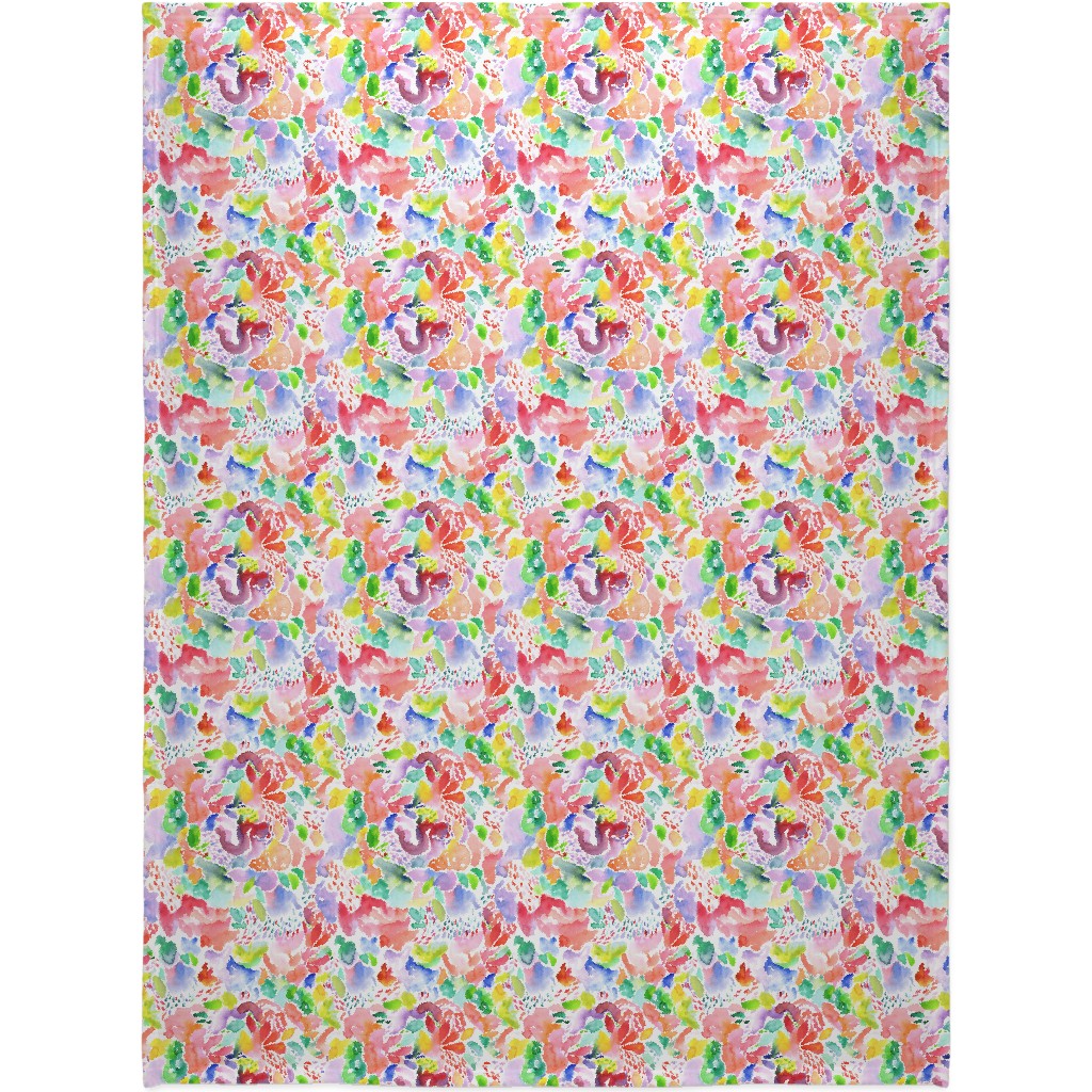 Happy Abstract Watercolor Blanket, Sherpa, 60x80, Multicolor
