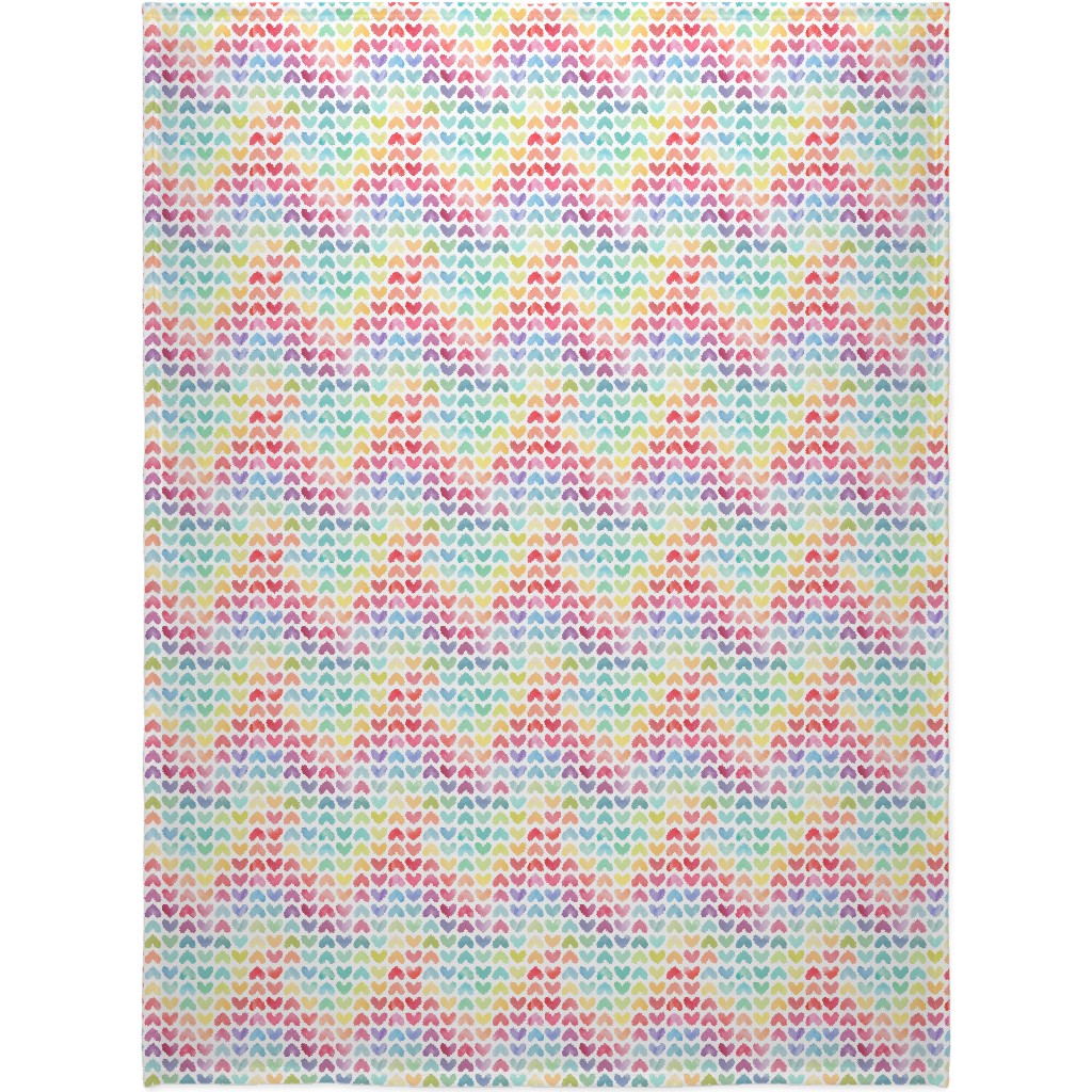 Rainbow Hearts - Multi Blanket, Sherpa, 60x80, Multicolor