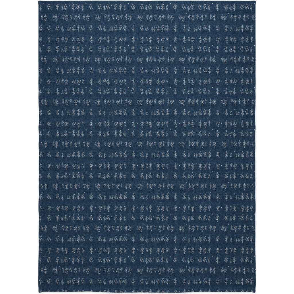 Arctic Night Forest - Navy Blanket, Sherpa, 60x80, Blue