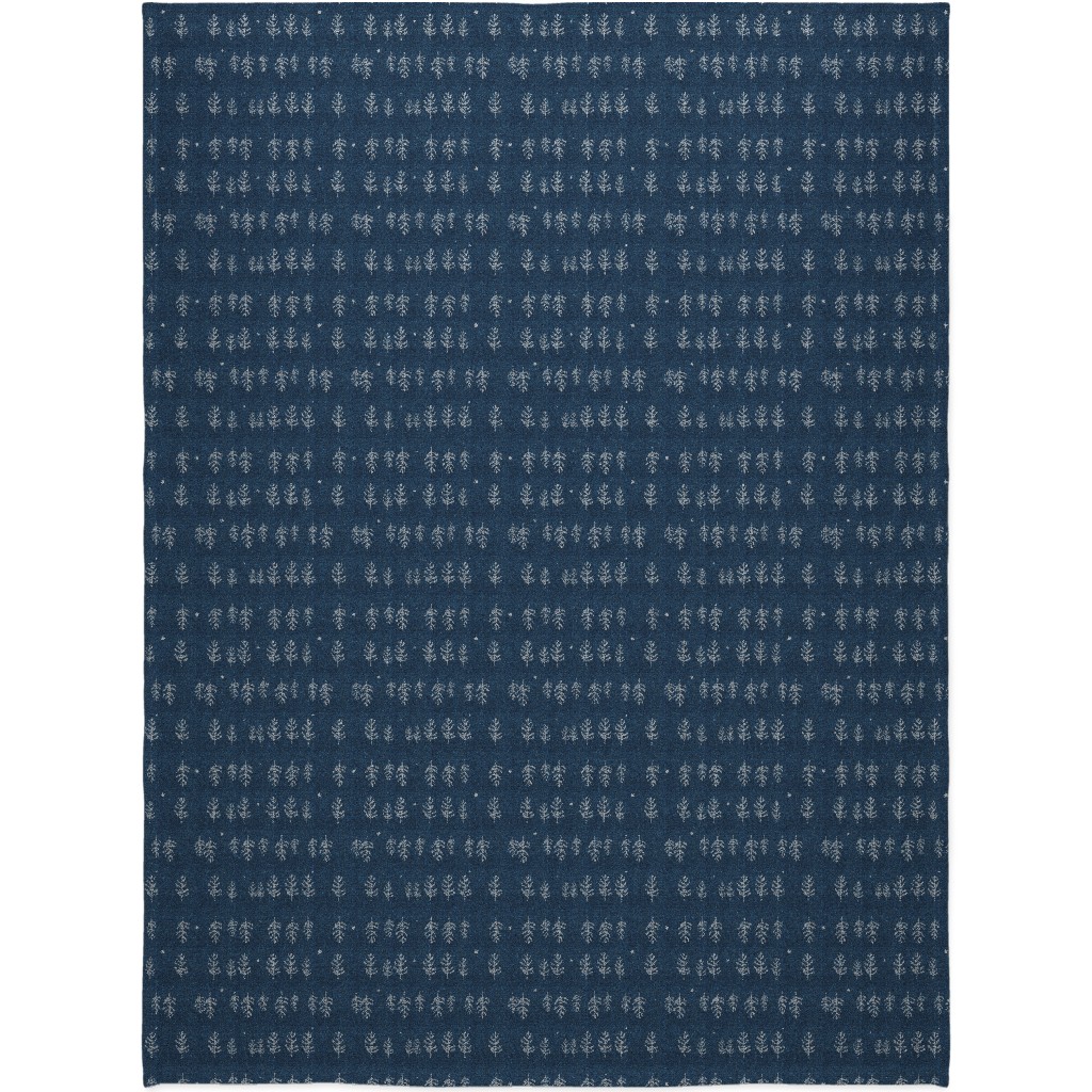 Arctic Night Forest - Navy Blanket, Sherpa, 60x80, Blue, True Blue