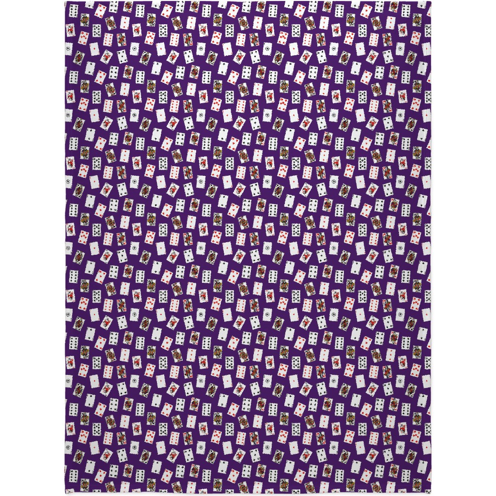 Scattered Playing Cards Blanket, Sherpa, 60x80, Purple, Purple