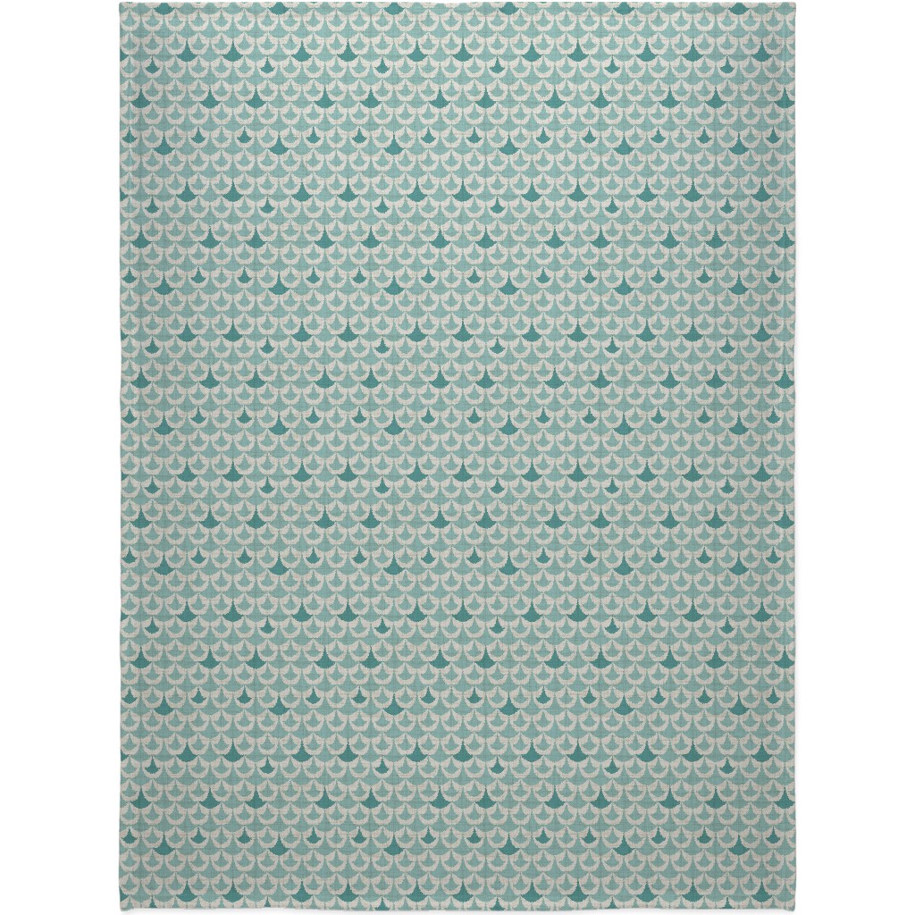 Rhapsody - Beige and Teal Blanket, Sherpa, 60x80, Green, Classic Green