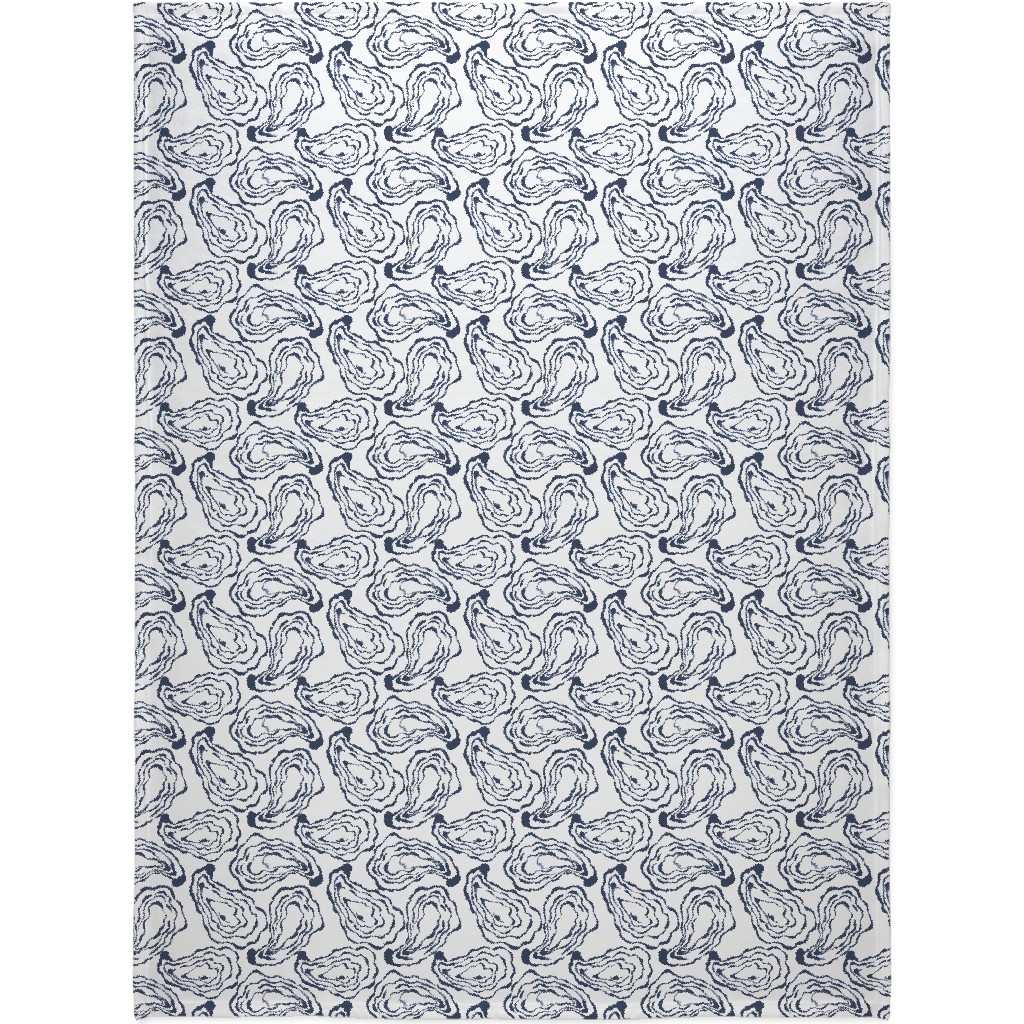 Oysters Paisley - Navy Blanket, Sherpa, 60x80, Blue, True Blue