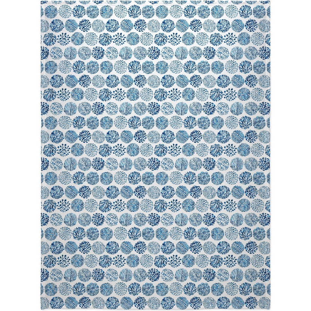 Watercolor Circles of Nature - Blue Blanket, Sherpa, 60x80, Blue, True Blue